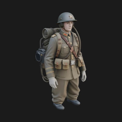 Vintage Soldier Statue Design 20 3D Print Model