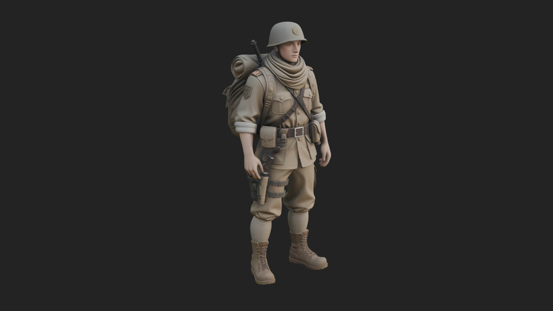 Vintage Soldier Statue Design 21 3D Print Model 3D Model