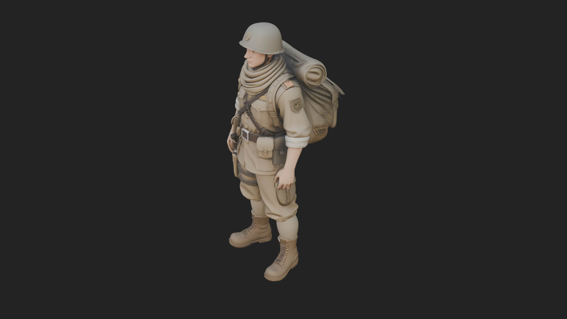 Vintage Soldier Statue Design 21 3D Print Model 3D Model