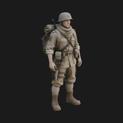 Vintage Soldier Statue Design 21 3D Print Model