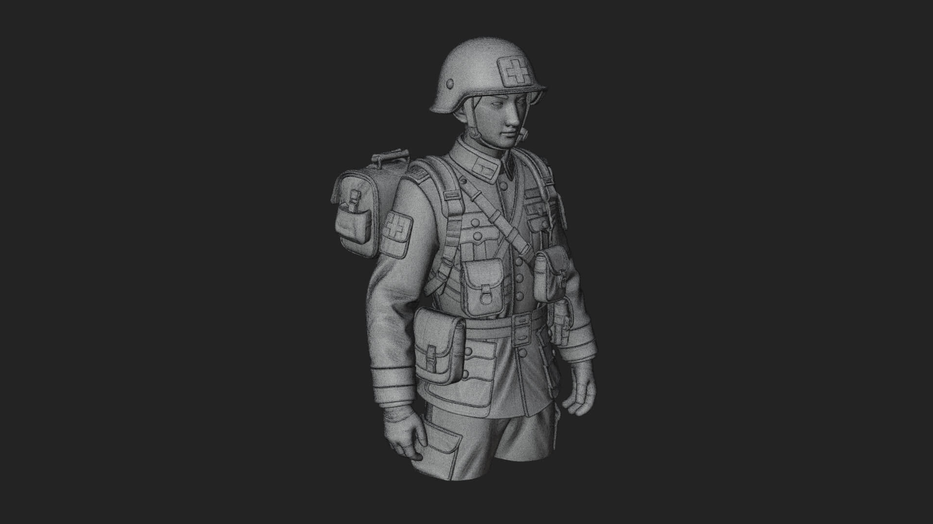 Vintage Soldier Statue Design 23 3D Print Model 3D Model