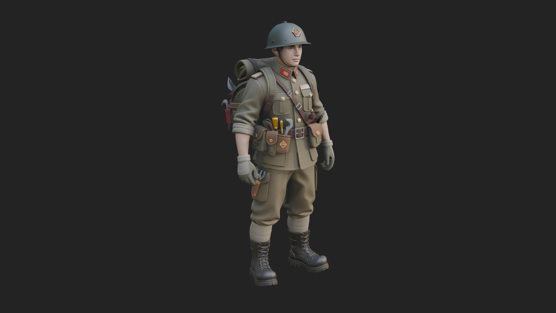 Vintage Soldier Statue Design 24 3D Print Model 3D Model