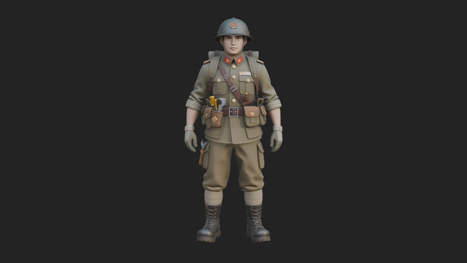 Vintage Soldier Statue Design 24 3D Print Model 3D Model