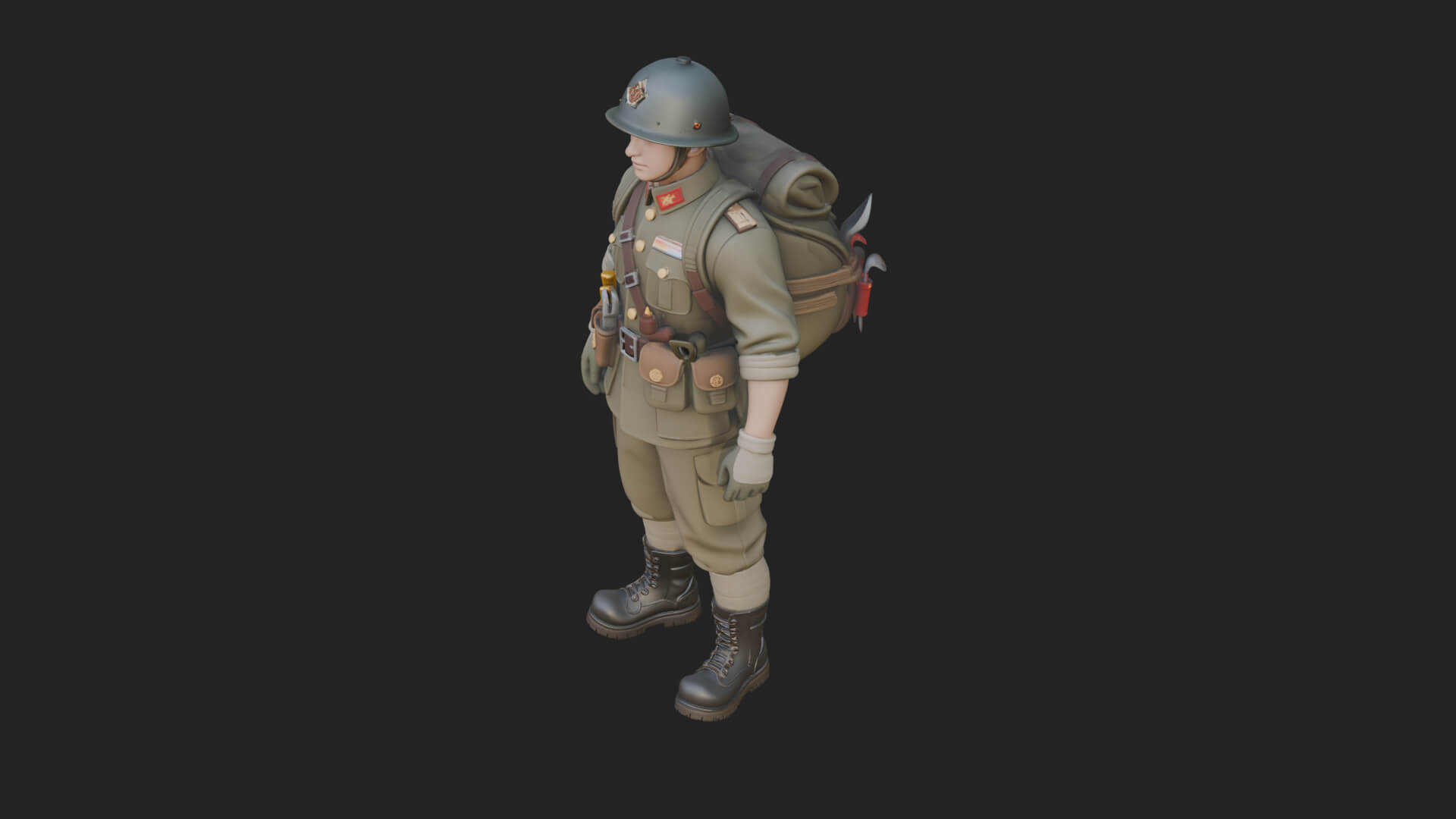 Vintage Soldier Statue Design 24 3D Print Model 3D Model