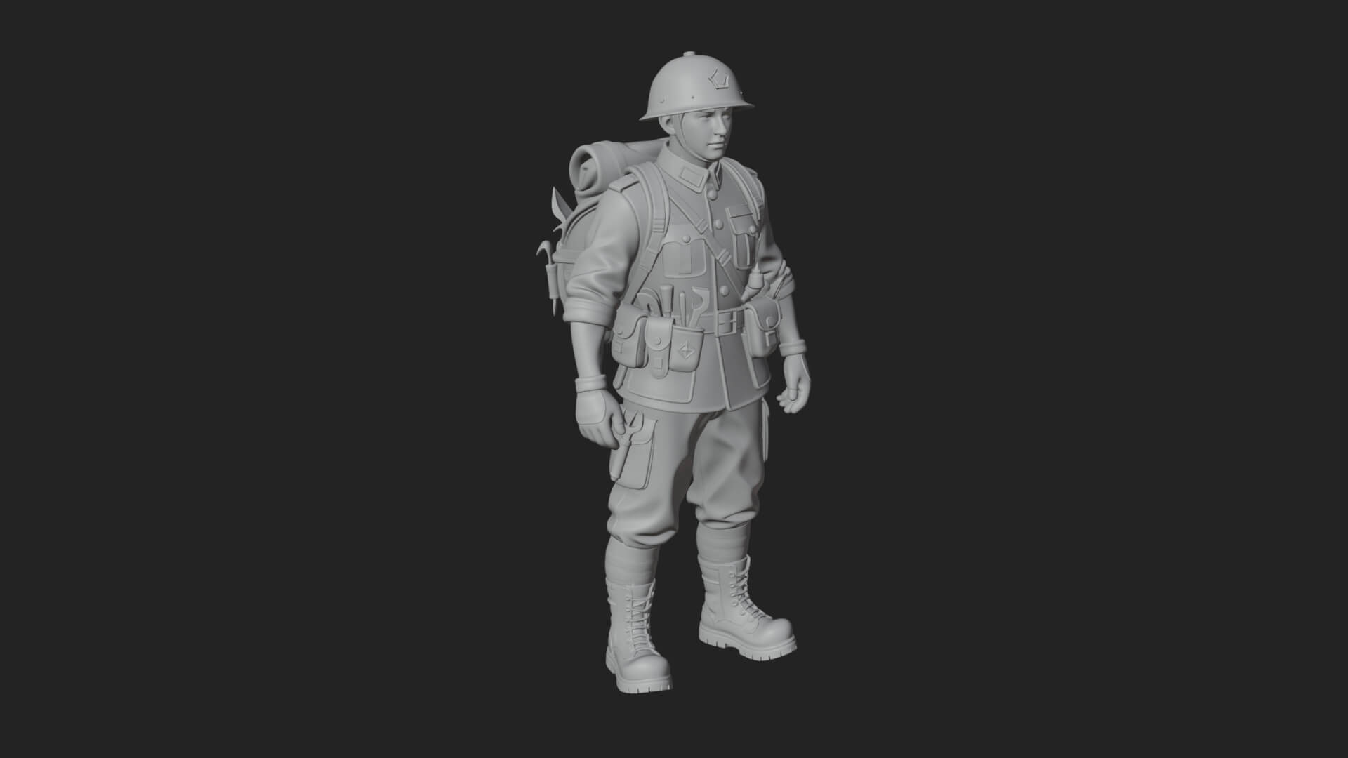 Vintage Soldier Statue Design 24 3D Print Model 3D Model