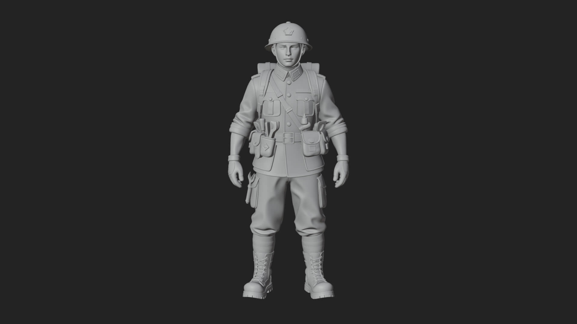 Vintage Soldier Statue Design 24 3D Print Model 3D Model