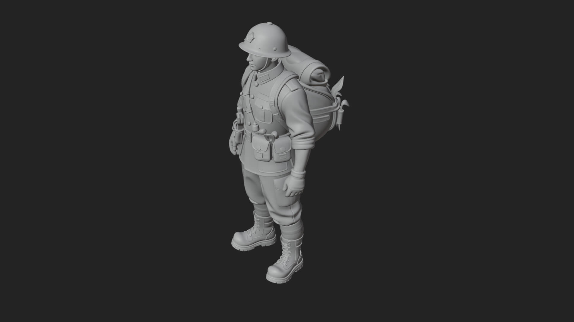 Vintage Soldier Statue Design 24 3D Print Model 3D Model