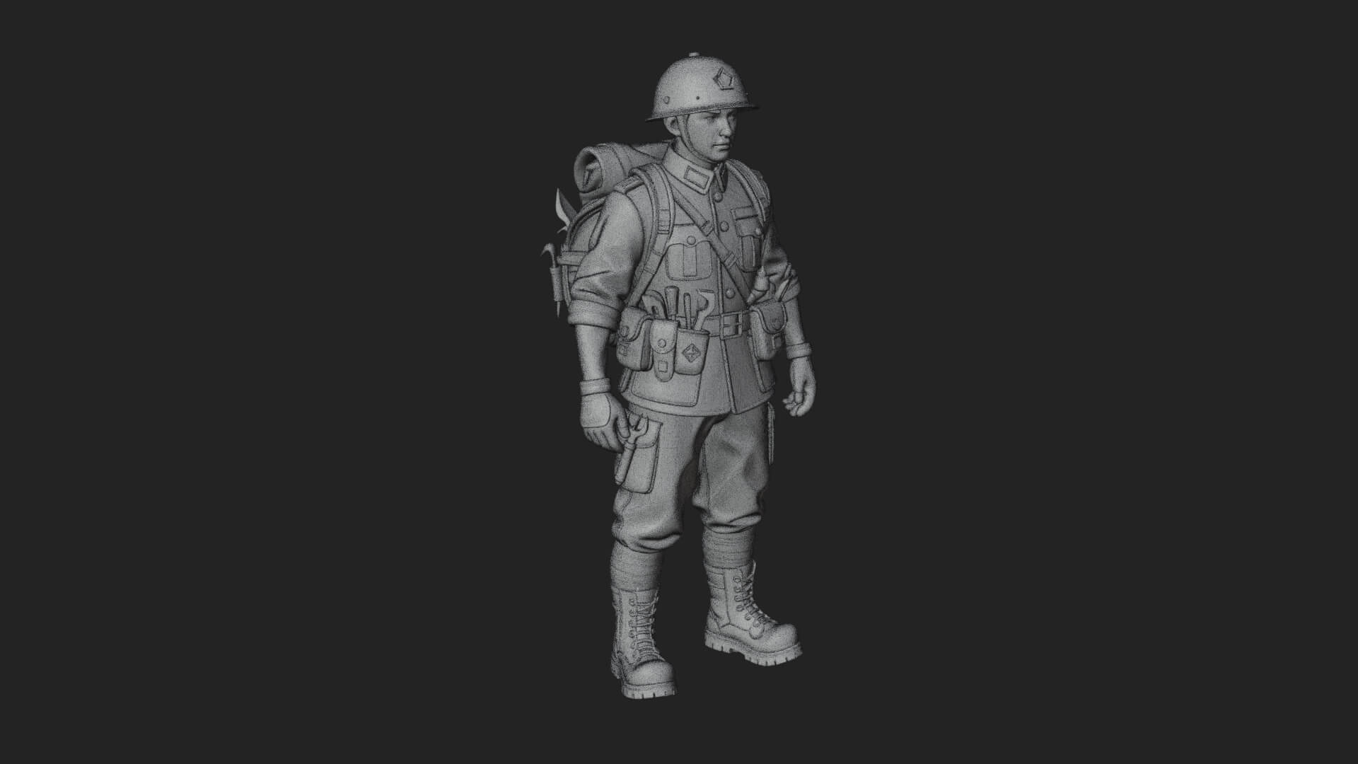 Vintage Soldier Statue Design 24 3D Print Model 3D Model
