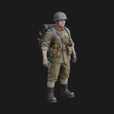 Vintage Soldier Statue Design 24 3D Print Model