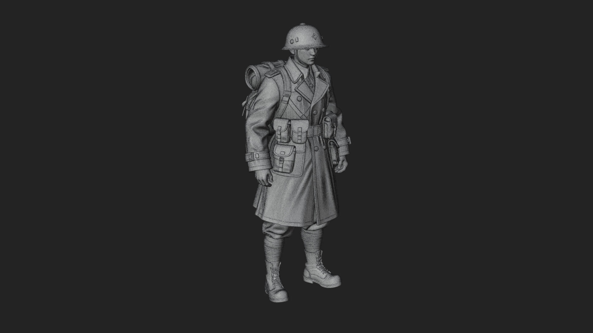 Vintage Soldier Statue Design 27 3D Print Model 3D Model