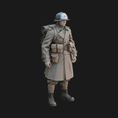 Vintage Soldier Statue Design 27 3D Print Model