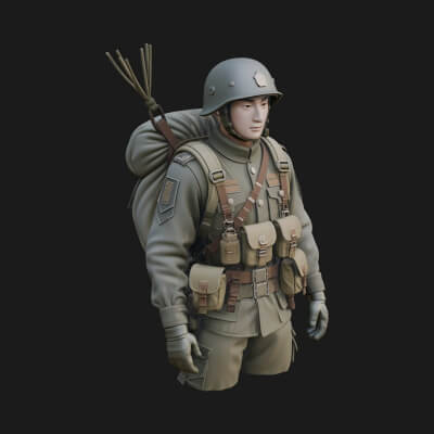 Vintage Soldier Statue Design 28 3D Print Model