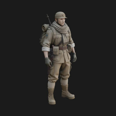 Vintage Soldier Statue Design 29 3D Print Model
