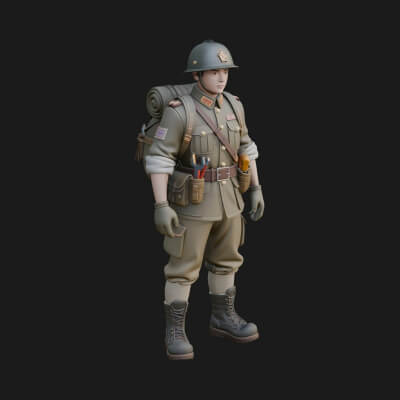 Vintage Soldier Statue Design 3 3D Print Model