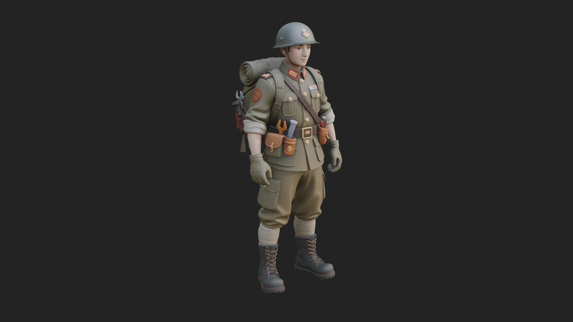 Vintage Soldier Statue Design 33 3D Print Model 3D Model