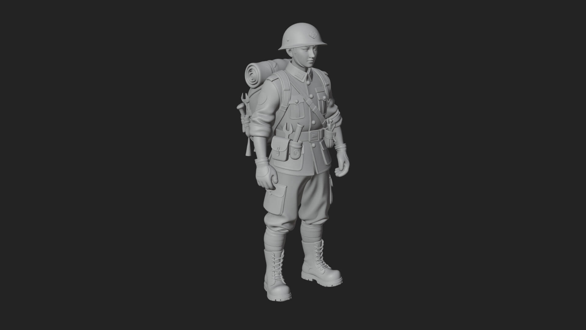 Vintage Soldier Statue Design 33 3D Print Model 3D Model