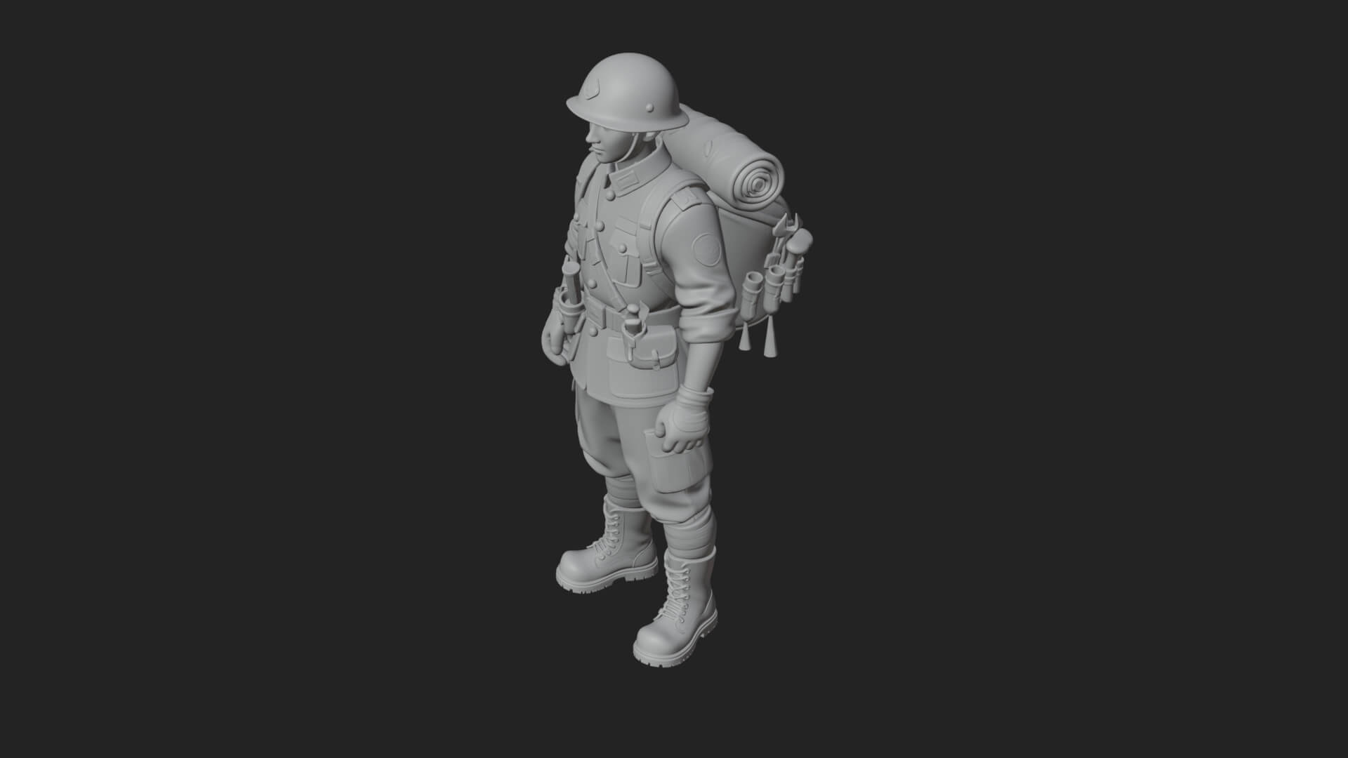 Vintage Soldier Statue Design 33 3D Print Model 3D Model