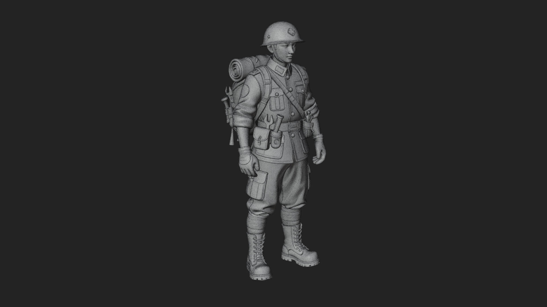 Vintage Soldier Statue Design 33 3D Print Model 3D Model
