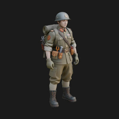 Vintage Soldier Statue Design 33 3D Print Model