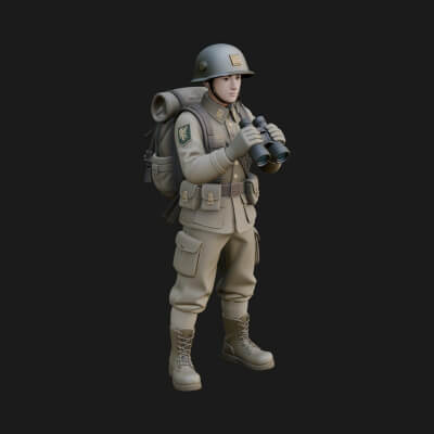 Vintage Soldier Statue Design 7 3D Print Model