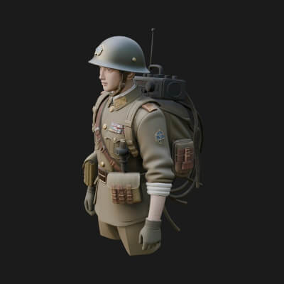 Vintage Soldier Statue Design 8 3D Print Model