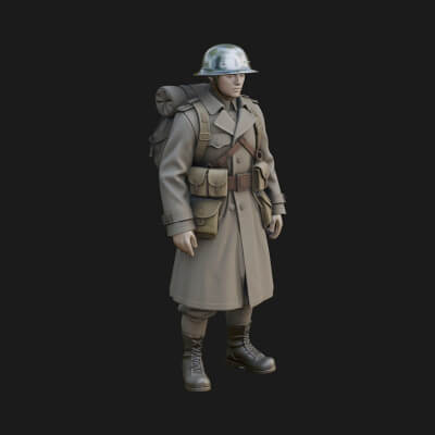 Vintage Soldier Statue Design 9 3D Print Model