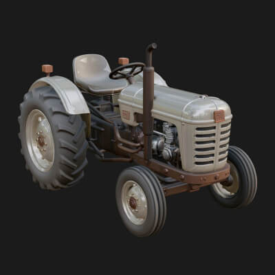 Vintage Tractor Model Design 4 3D Print Model