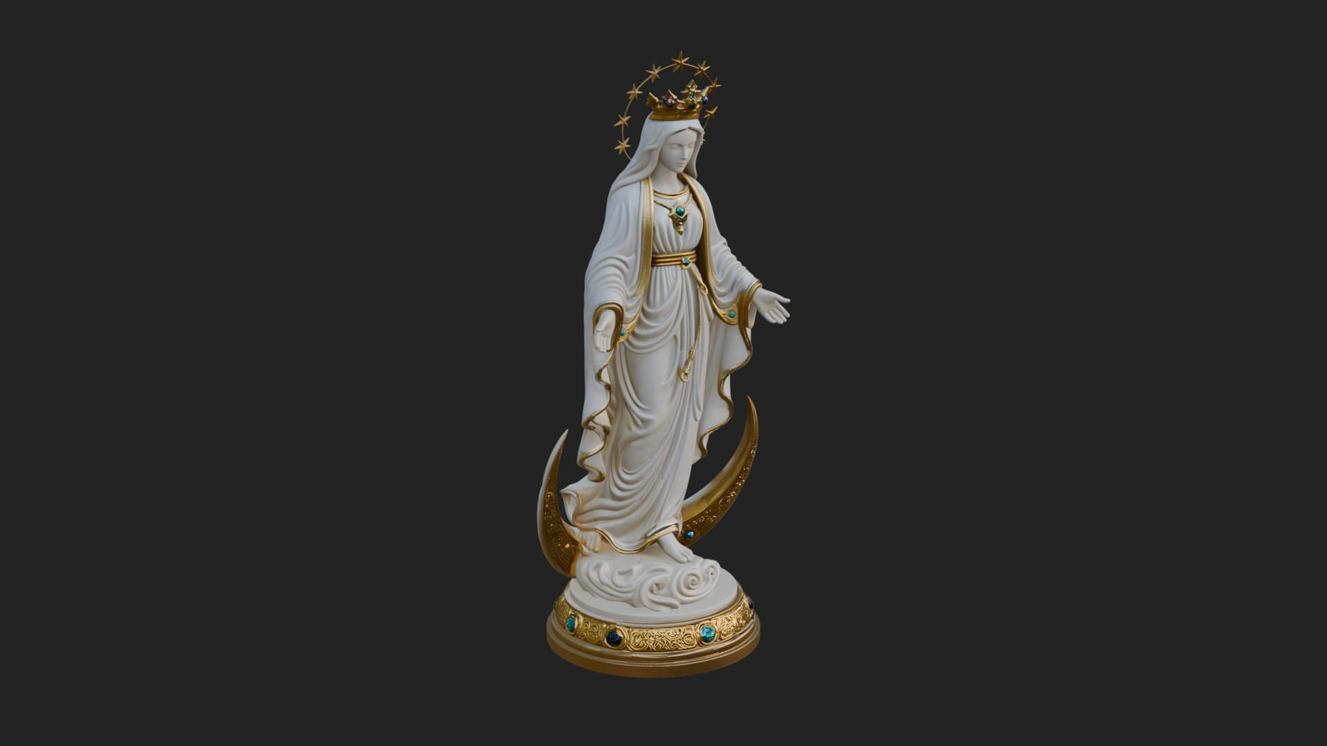 Virgin Mary on Crescent Statue Design 1 3D Print Model 3D Model