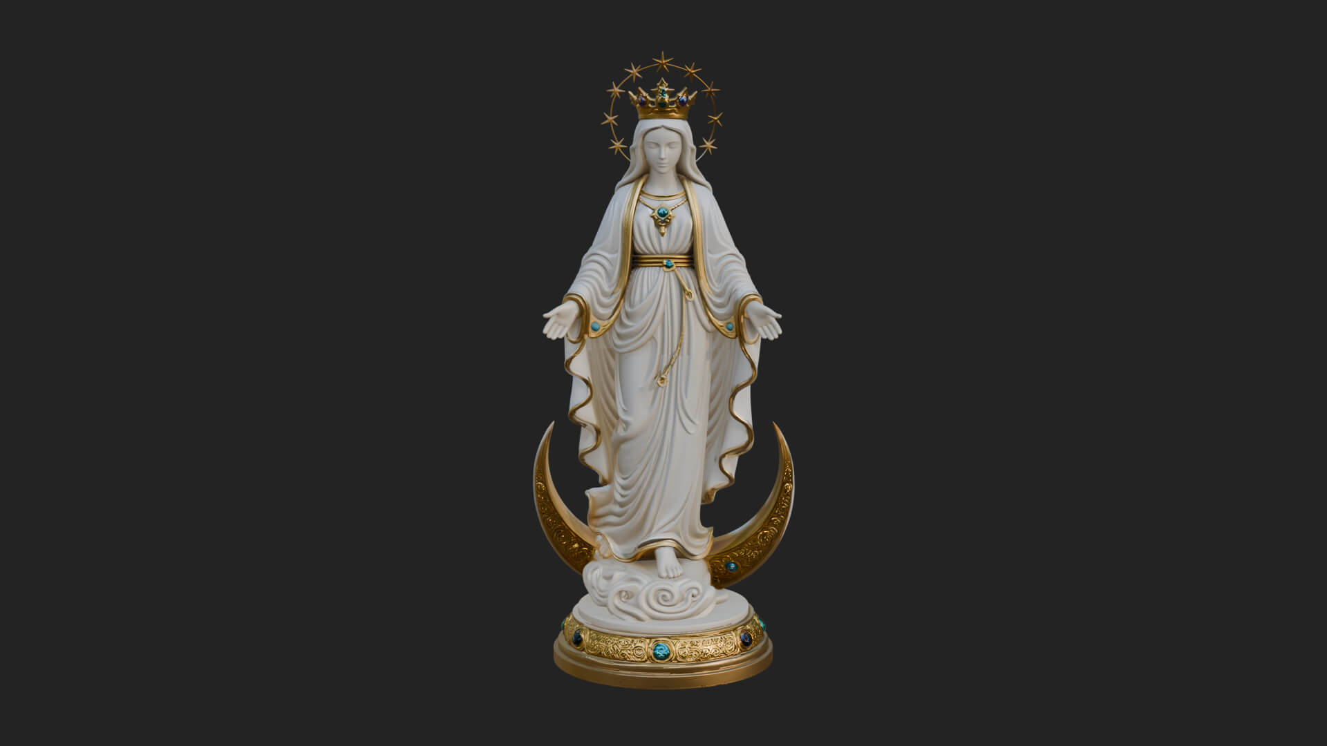 Virgin Mary on Crescent Statue Design 1 3D Print Model 3D Model