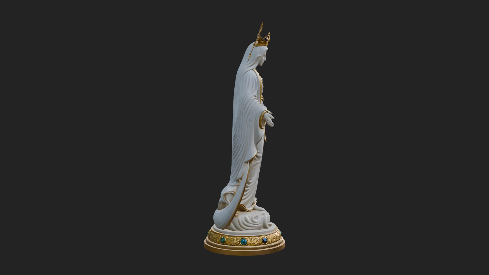 Virgin Mary on Crescent Statue Design 1 3D Print Model 3D Model