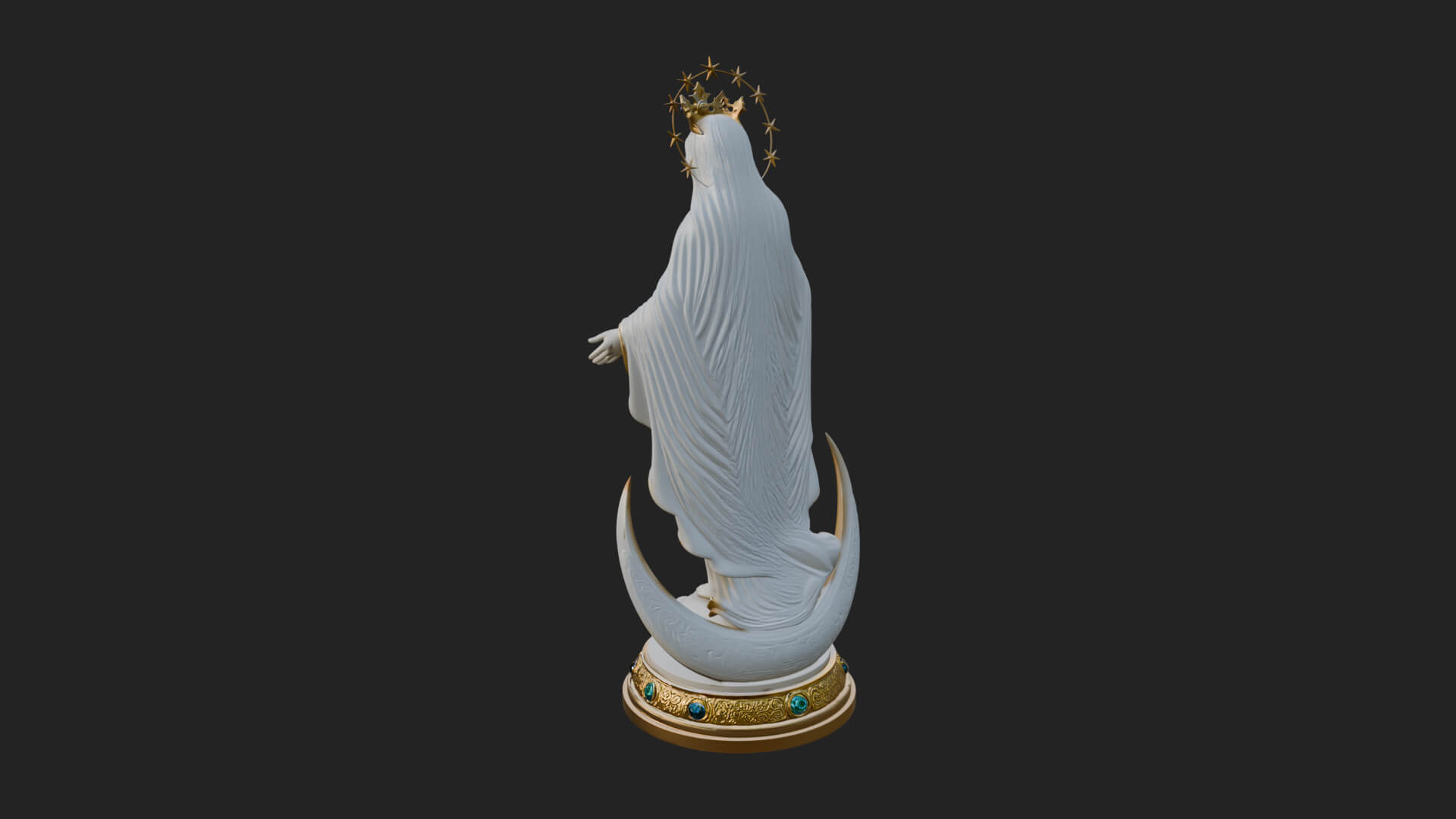 Virgin Mary on Crescent Statue Design 1 3D Print Model 3D Model