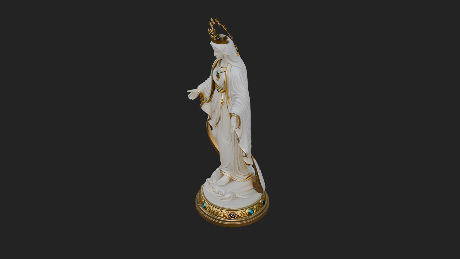 Virgin Mary on Crescent Statue Design 1 3D Print Model 3D Model