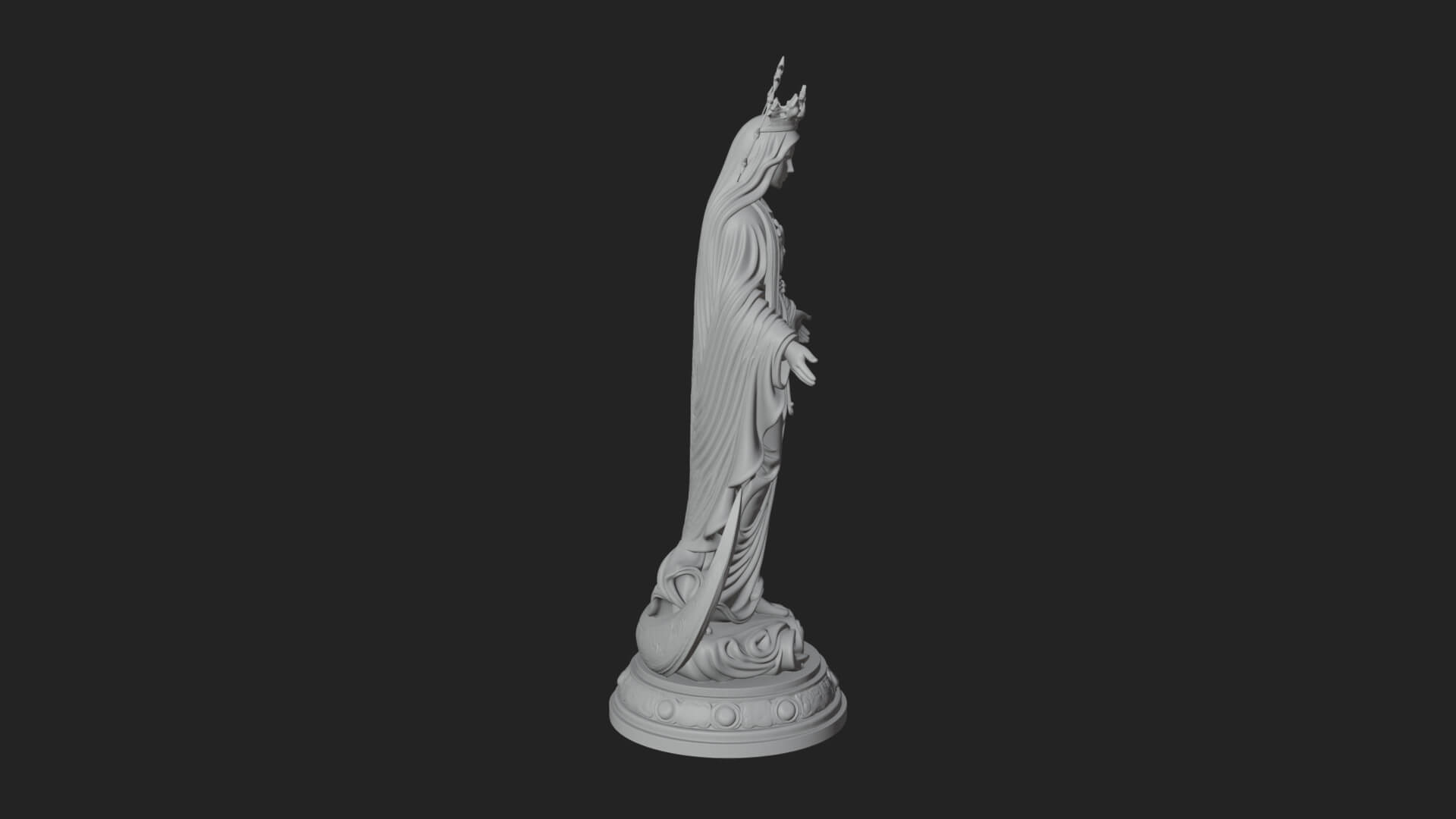 Virgin Mary on Crescent Statue Design 1 3D Print Model 3D Model