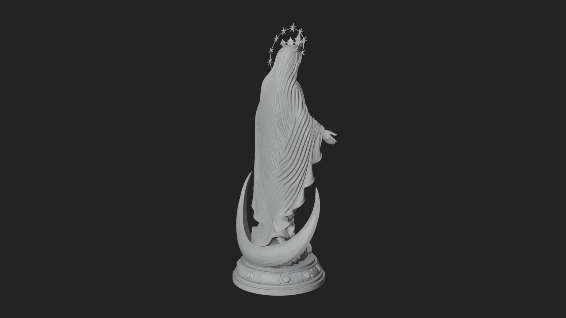 Virgin Mary on Crescent Statue Design 1 3D Print Model 3D Model