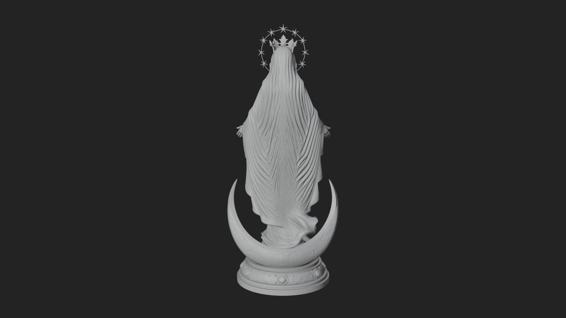 Virgin Mary on Crescent Statue Design 1 3D Print Model 3D Model