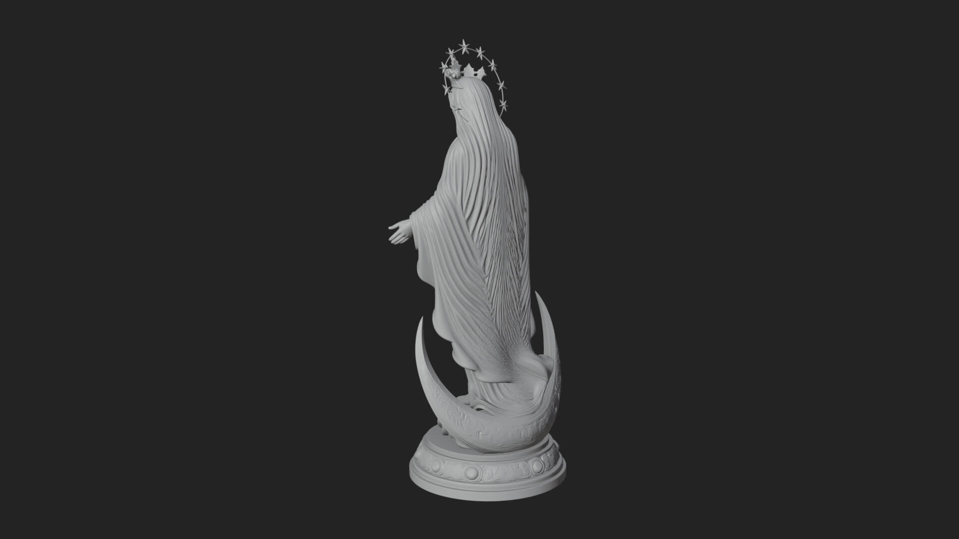 Virgin Mary on Crescent Statue Design 1 3D Print Model 3D Model