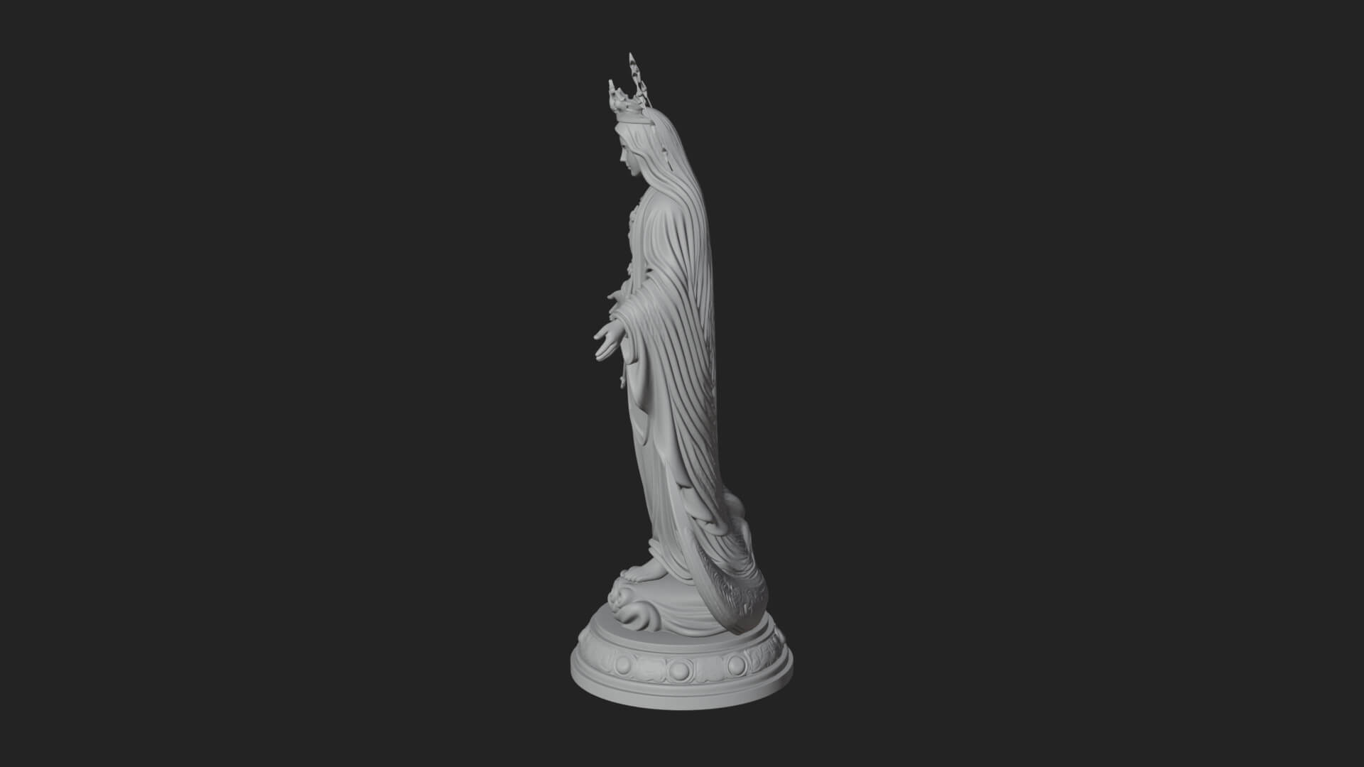 Virgin Mary on Crescent Statue Design 1 3D Print Model 3D Model