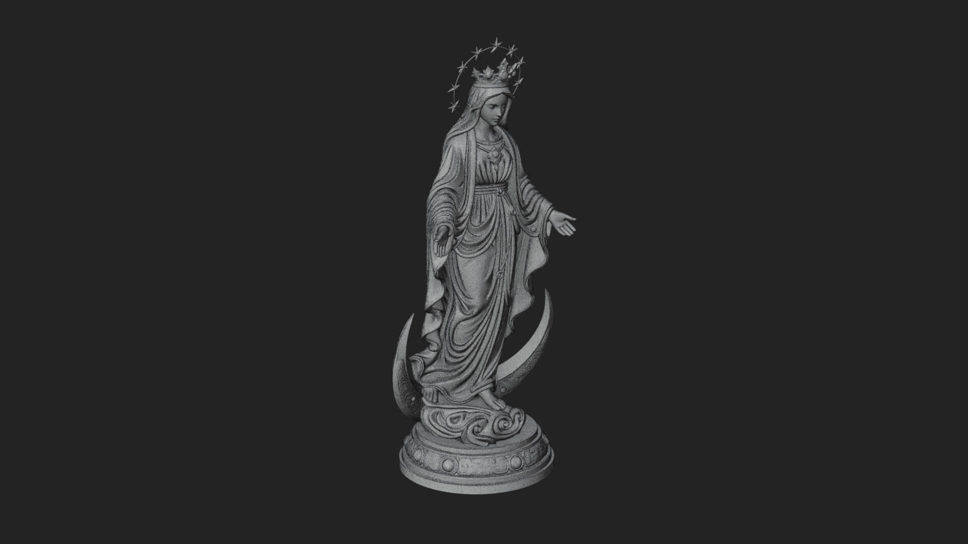 Virgin Mary on Crescent Statue Design 1 3D Print Model 3D Model