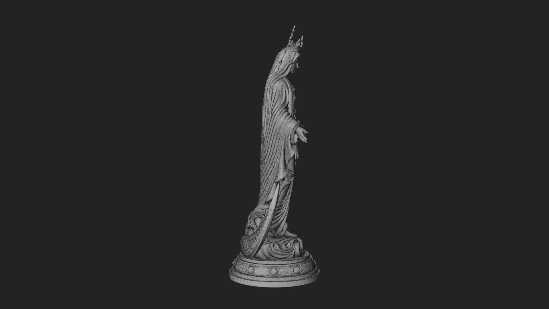 Virgin Mary on Crescent Statue Design 1 3D Print Model 3D Model