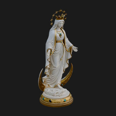 Virgin Mary on Crescent Statue Design 1 3D Print Model