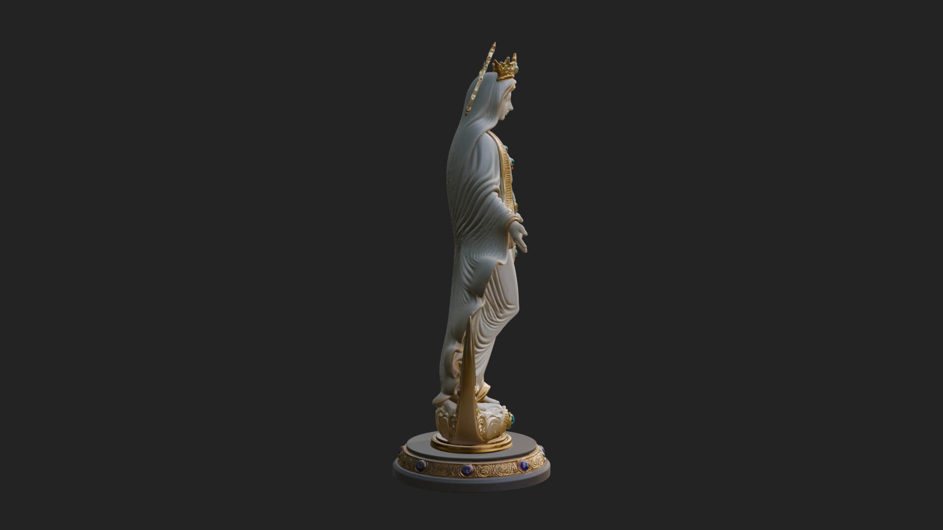 Virgin Mary on Crescent Statue Design 2 3D Print Model 3D Model