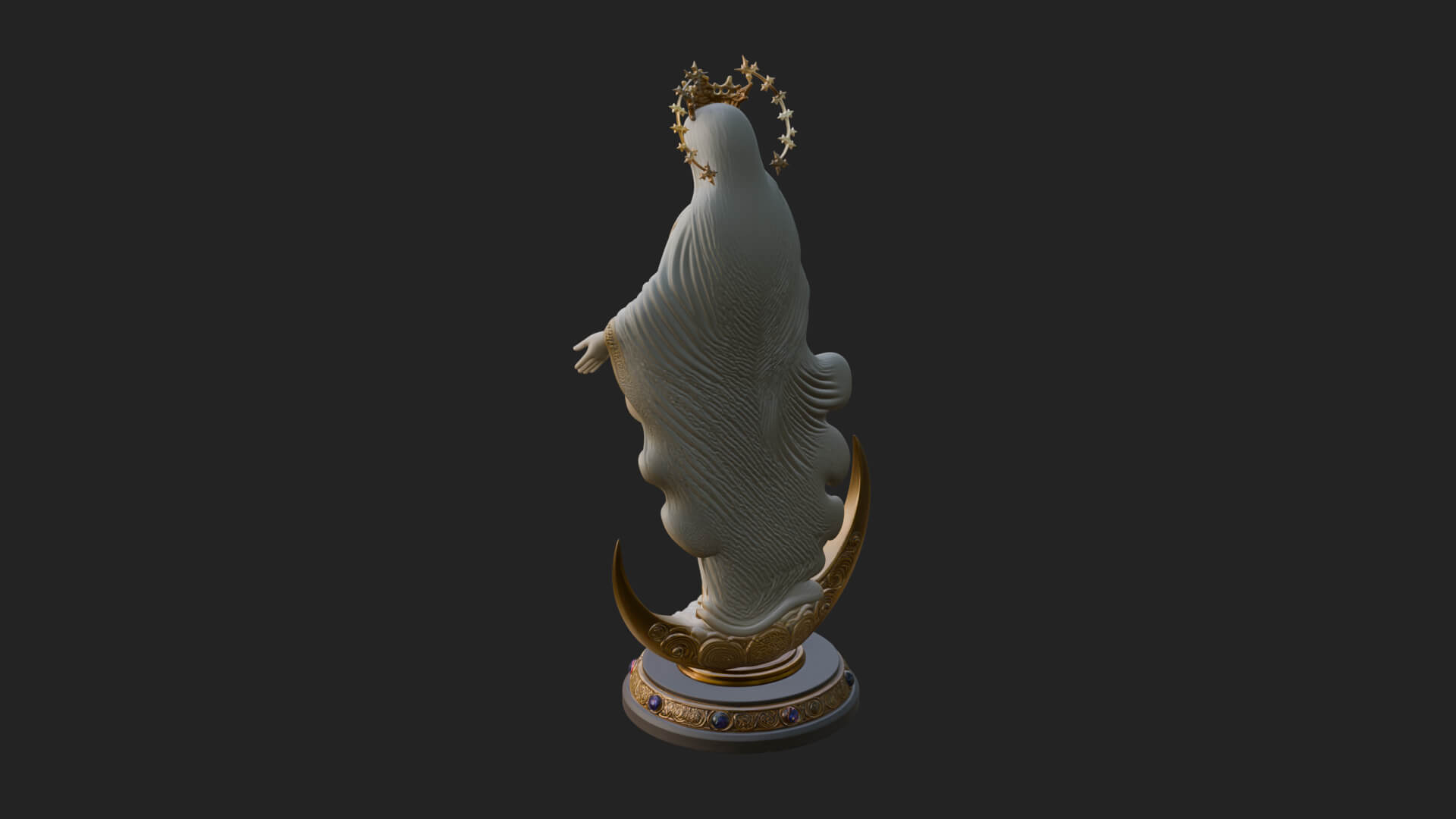Virgin Mary on Crescent Statue Design 2 3D Print Model 3D Model