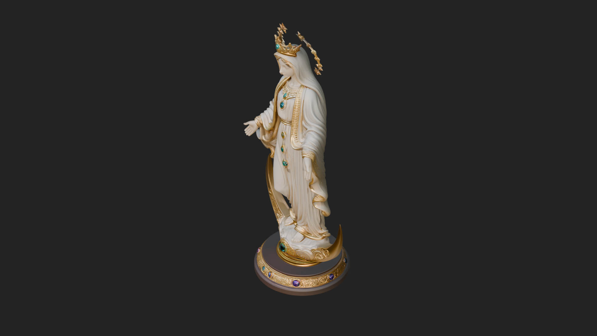 Virgin Mary on Crescent Statue Design 2 3D Print Model 3D Model
