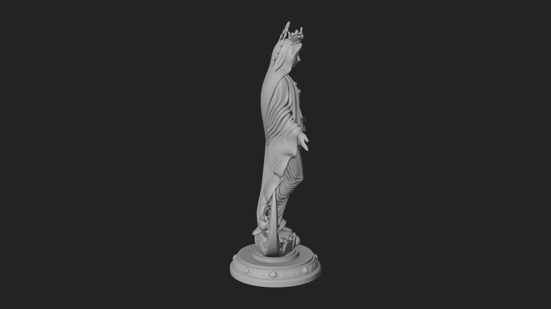 Virgin Mary on Crescent Statue Design 2 3D Print Model 3D Model