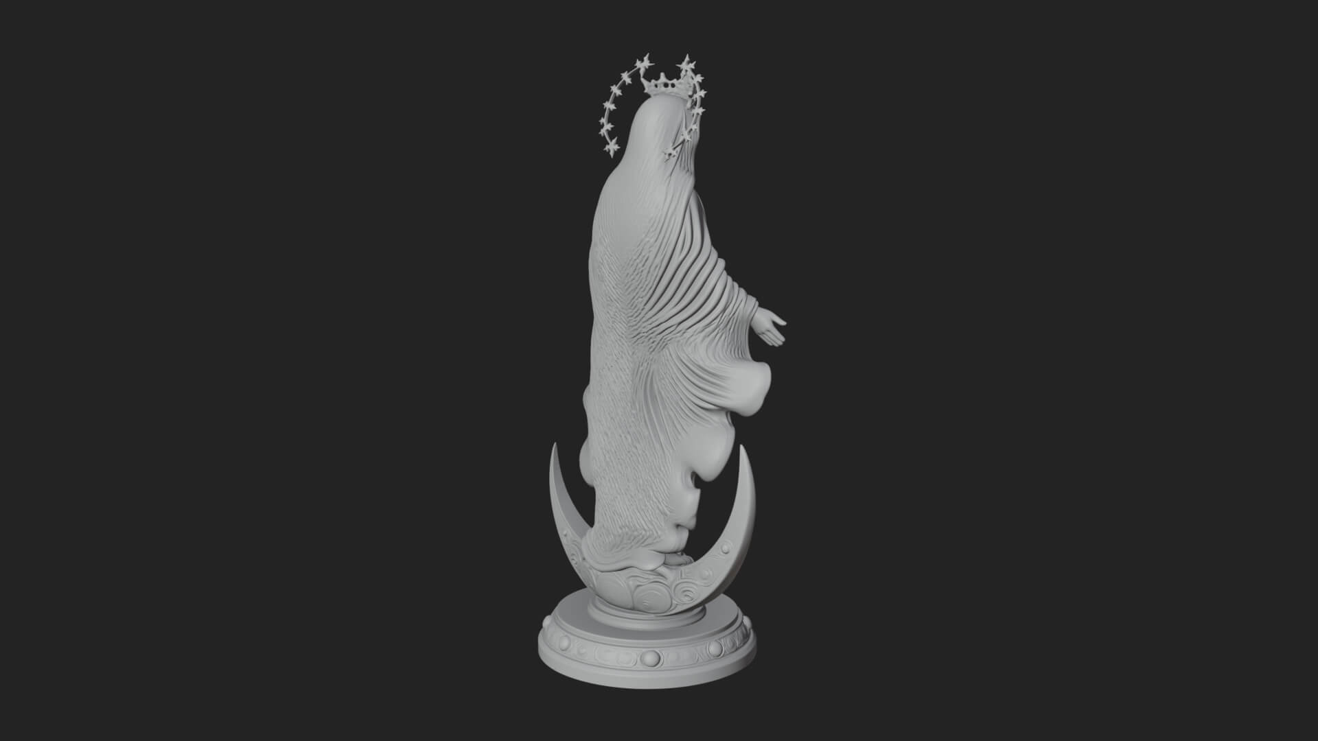 Virgin Mary on Crescent Statue Design 2 3D Print Model 3D Model