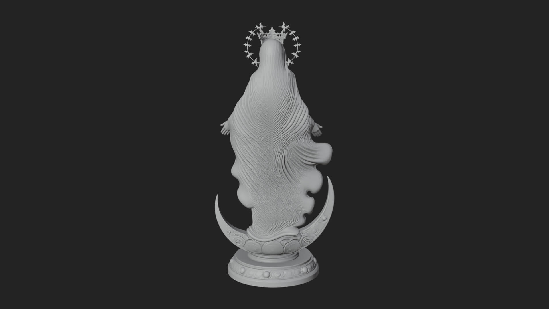Virgin Mary on Crescent Statue Design 2 3D Print Model 3D Model