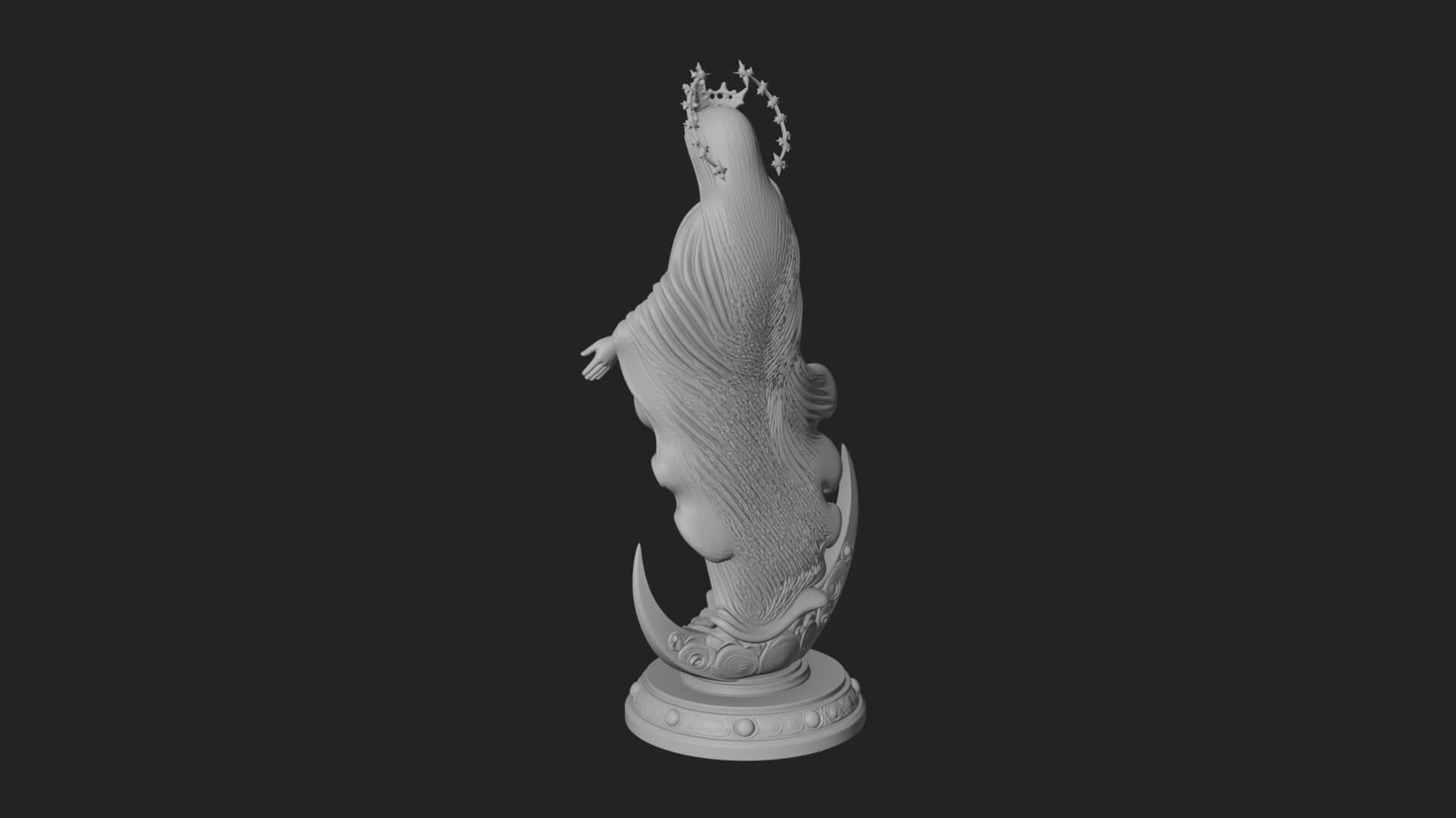 Virgin Mary on Crescent Statue Design 2 3D Print Model 3D Model