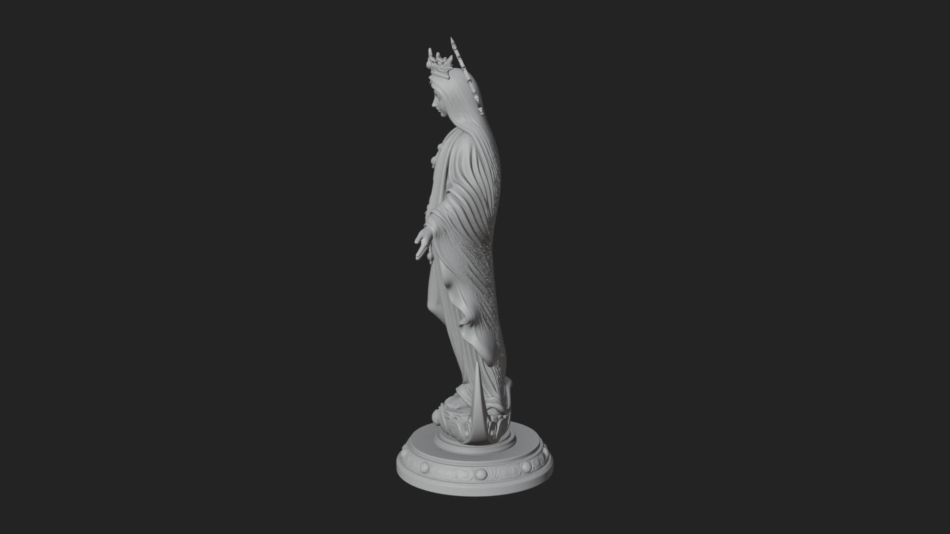 Virgin Mary on Crescent Statue Design 2 3D Print Model 3D Model