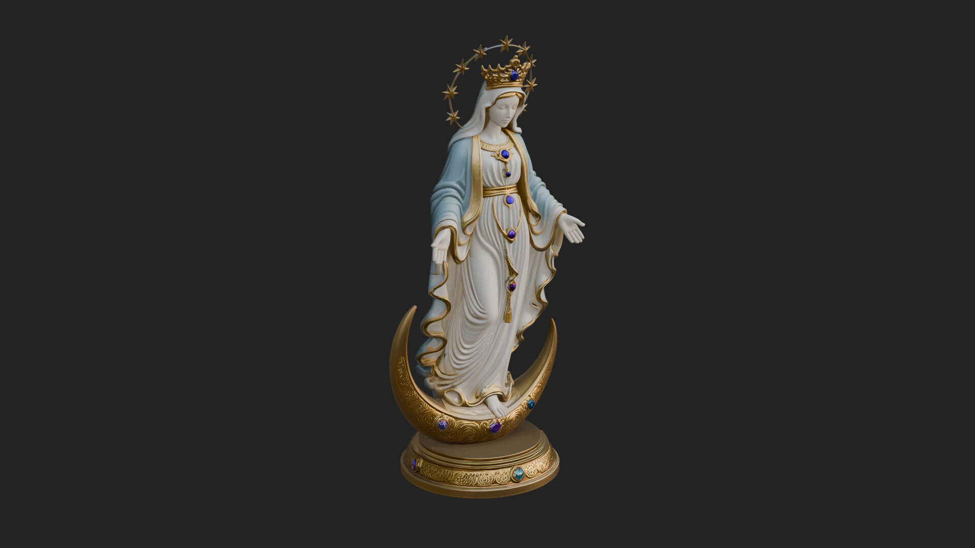 Virgin Mary on Crescent Statue Design 3 3D Print Model 3D Model
