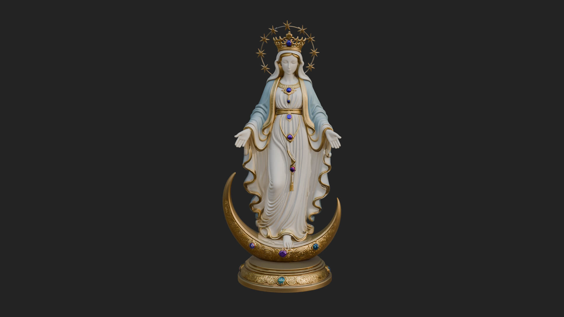 Virgin Mary on Crescent Statue Design 3 3D Print Model 3D Model